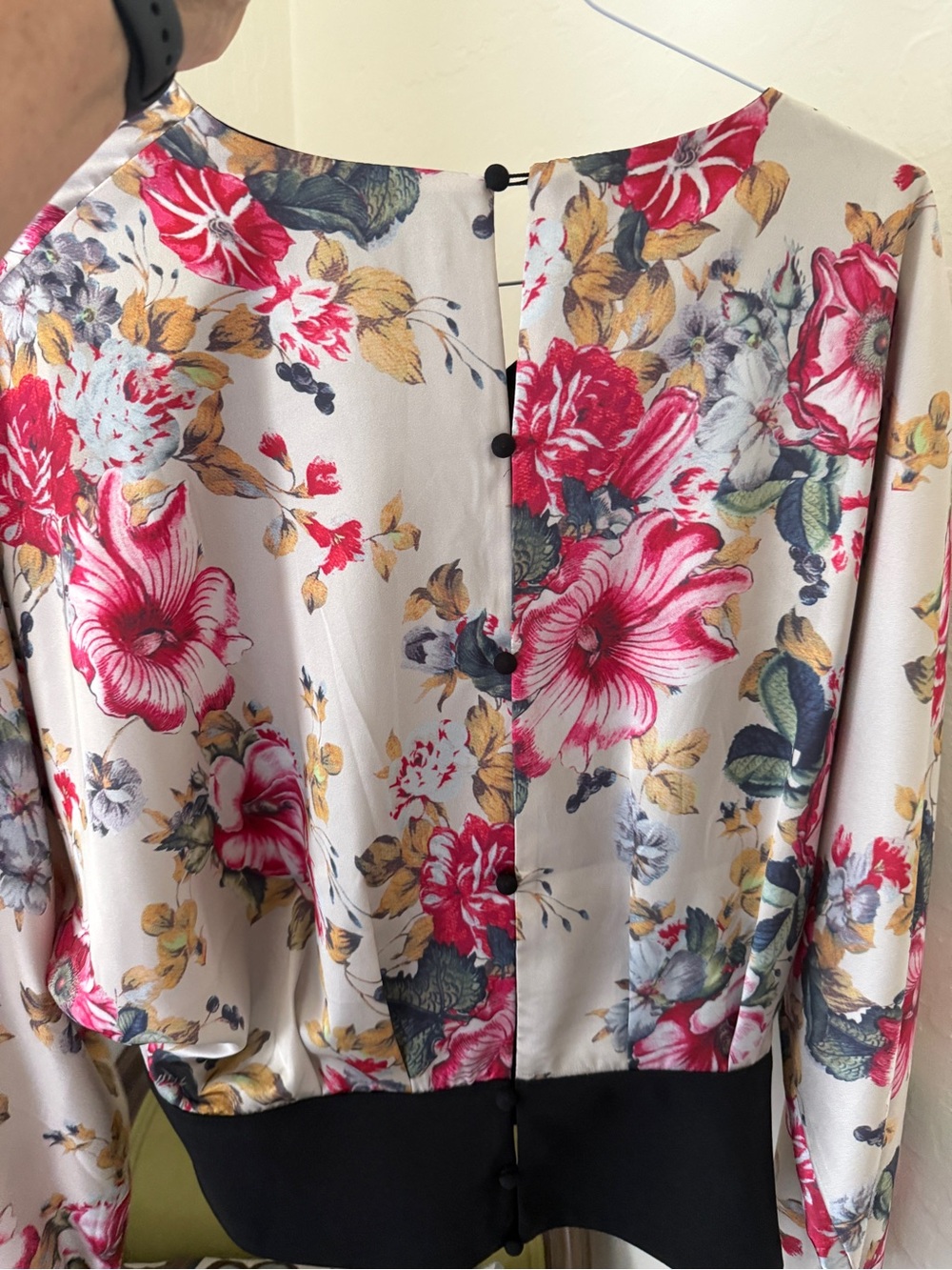 Gracia V-Neck Blouse, Floral, Balloon Sleeve, Sz Large - Picture 2 of 11